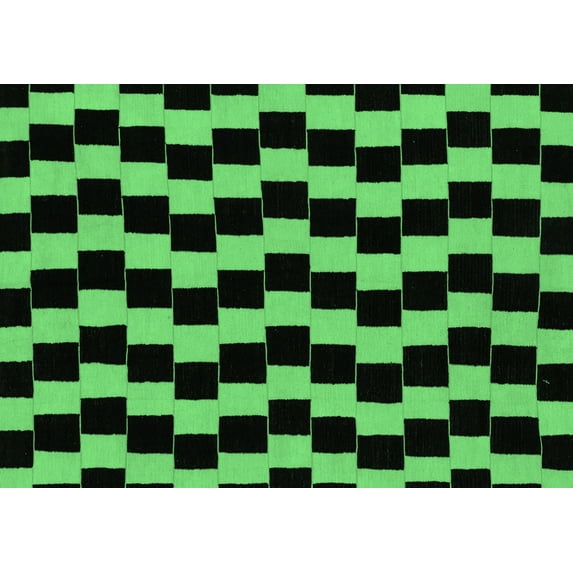 Ahgly Company Indoor Rectangle Abstract Emerald Green Modern Area Rugs, 2' x 4'