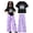 3-Dark Purple, variant on SGMVNU Girls Wide Leg Cargo Pants Set Summer Casual Short Sleeve Graphic Tee Two Piece Outfits Kids Tracksuits Size 10-11 Years, 3-Black