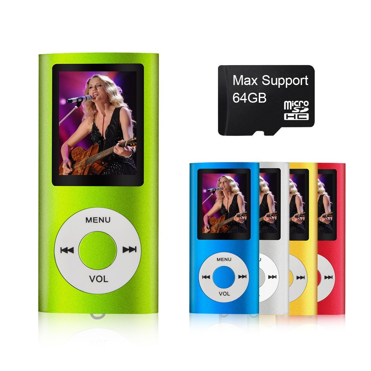 MAX Apoyo 64 GB Micro SD Card Compacto y portátil MP3/MP4 Reproductor con Visor de Fotos e-Book Lector y grabadora de Voz y Radio FM Video película en Color Naranja  Digital mymahdi  