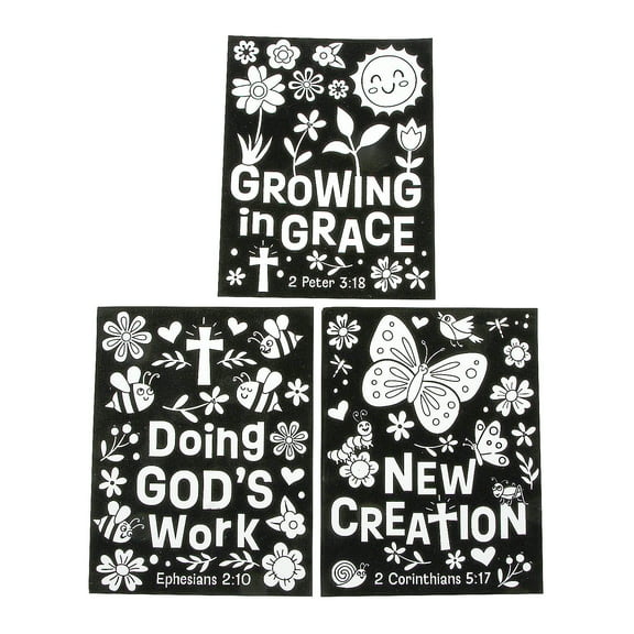 Fun Express 8 1/2" x 11" Color Your Own Religious Fuzzy Spring Posters - 24 Pieces