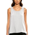 thumbnail image 5 of Pafei Tyugd Womens Linen Tank Tops Plus Size Dressy Lace Crew Neck Summer Tshirts Loose Fit Comfy Sleeveless Shirts for Daily Wear White L, 5 of 8