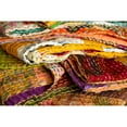 thumbnail image 2 of KANTHA Silk Throws 60" X 90" Royal Blue / Cream / Orange, 2 of 5