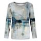 thumbnail image 4 of Camiseta de manga larga con cuello redondo y estampado floral para mujer Pompotops  FGAJ10052, 4 of 5
