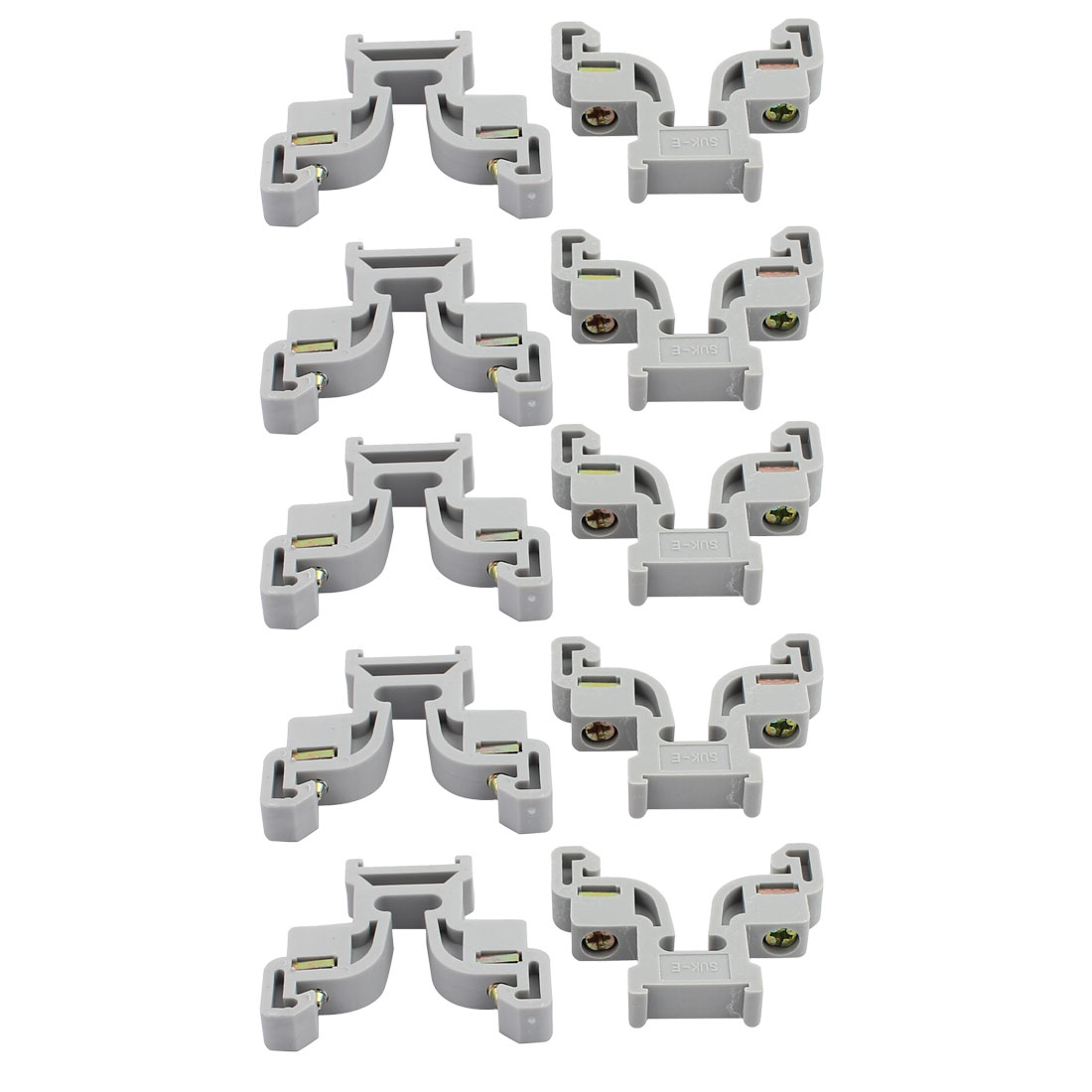 10Pcs 43x35x8mm 35mm DIN Rail End Screw Clamp Terminal Fixed Block Gray