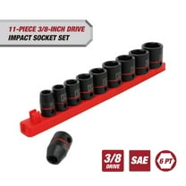 Hyper Tough 11-Piece 3/8-inch Drive, Standard Impact Socket Set SAE
