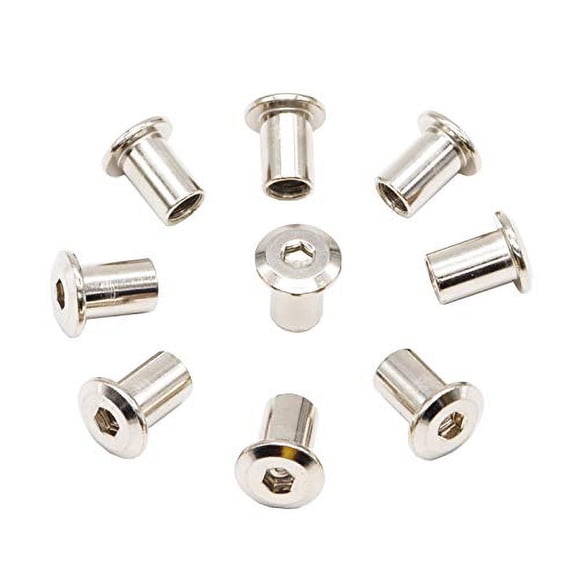 binifuMux 20pcs M8 x 15mm Rivet countersunk Hex Socket cap Insert Nuts for Furniture Beds Nickel Plated