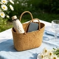 thumbnail image 7 of Handwoven Plastic Beach Tote Bag, Khaki Summer Handbag, 11.81 x 11.02 x 1.57 Inches, 7 of 7