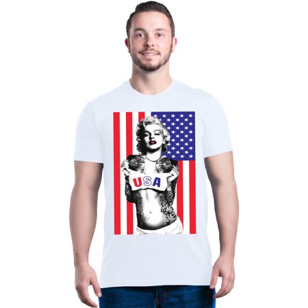- Shop4Ever Men's Marilyn USA Flag 4th of July Graphic T-shirt