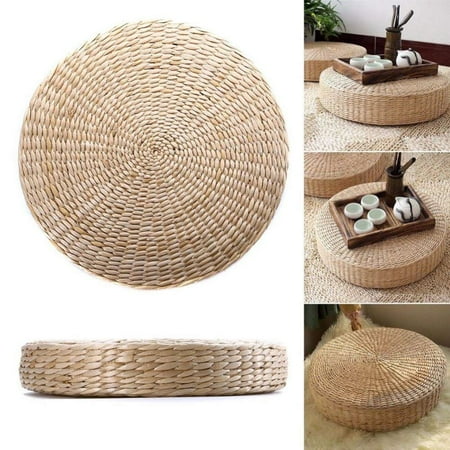 Chair Pads Round Yosoo Woven Straw Cushion Round Pouf Tatami Chair Pad Yoga Seat Pillow Knitted Floor Mat Garden Dining Room Home Decor Outdoor (40cm x 6 cm) ()