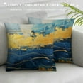 thumbnail image 3 of Creowell   Navy Blue Throw Pillow Covers, Gold Teal Abstract Marble Throw Pillows Cover, Turquoise Modern Seasonal Pillowcases Decor Gifts for Bed Couch Sofa Living Room White, 3 of 5