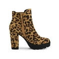 thumbnail image 3 of BLISSFUL STEP Women's Round Toe Zip Block Heel Platform Ankle Boots Leopard 9, 3 of 8