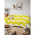 thumbnail image 6 of Yellow Moire Couch Cover for 2 Cushion Sofa, Water Ripple Stripe Farmhouse Washable Loveseat Sofa Covers Slipcover for Sectional Sofas L-Shaped, Couch Throw Cover 71"x118", 6 of 9
