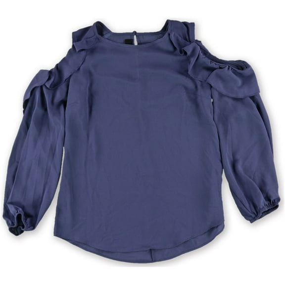 BCX Womens Ruffled Pullover Blouse, Blue, Juniors, X-Small