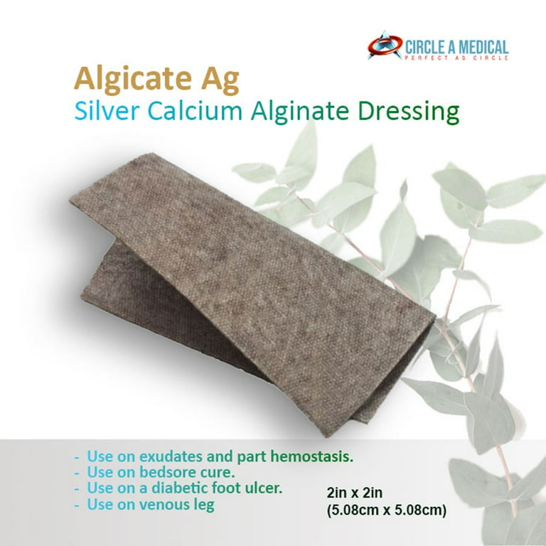 Dynarex DynaGinate Ag Silver Calcium Alginate Dressing, 10 Count/2 x 2 inch