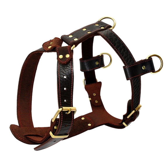 Didog Real Genuine Leather No Pull Pet Dog Harnesses Heavy Duty Adjustable for Large Breeds Pitbull Rottweiler Labrador