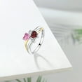 thumbnail image 4 of Gem Stone King 925 Silver and 10K Yellow Gold Pink Moissanite and Red Garnet and White Lab Grown Diamond Ring for Women (1.12 Cttw, Gemstone, Heart Shape 5MM, Size 6), 4 of 5