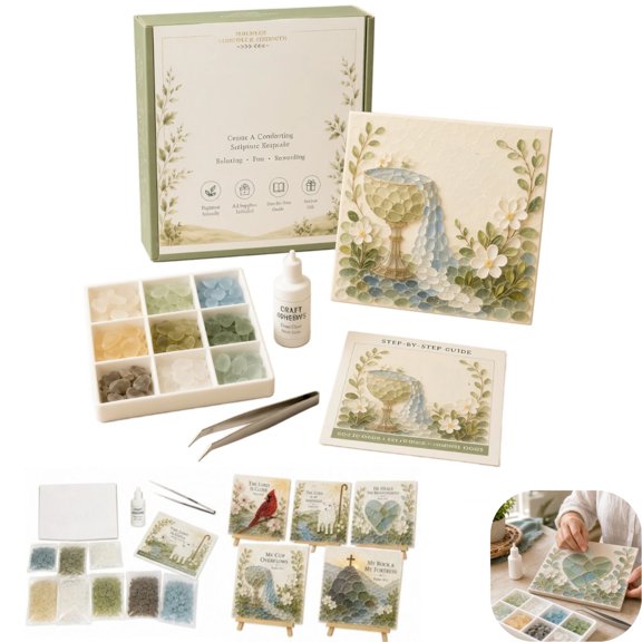 Glass Art Kit Mosaic Art Kits For Adults Sea Glass Art Kit All In One DIY Seaglass Craft Kit Full Material Set For Handmade Art Decoration Gift,E2