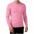 thumbnail image 3 of Men's Cable Knit Sweater Crew Neck Long Sleeve Pullover Top Solid Color Warm Casual Daily Wear Fall Winter, 3 of 7