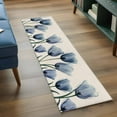 thumbnail image 4 of 2x6 Kitchen Runner Rug, Spring Floral Non-Skid Rubber Backing Large Rectangle Rugs - Living Room Bedroom Home Office, Blue Tulip Summer Botanical Rustic Indoor Floor Mat Carpets Washable Rug, 4 of 9