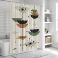 thumbnail image 6 of Navy Bohemian Shower Curtain, Waterproof Shower Curtains for Bathroom, Geometric Abstract Stripes Vintage Beige Washable Fabric Bathtub Curtain Set Bath Decor with 12 Hooks Standard 72"x72", 6 of 8