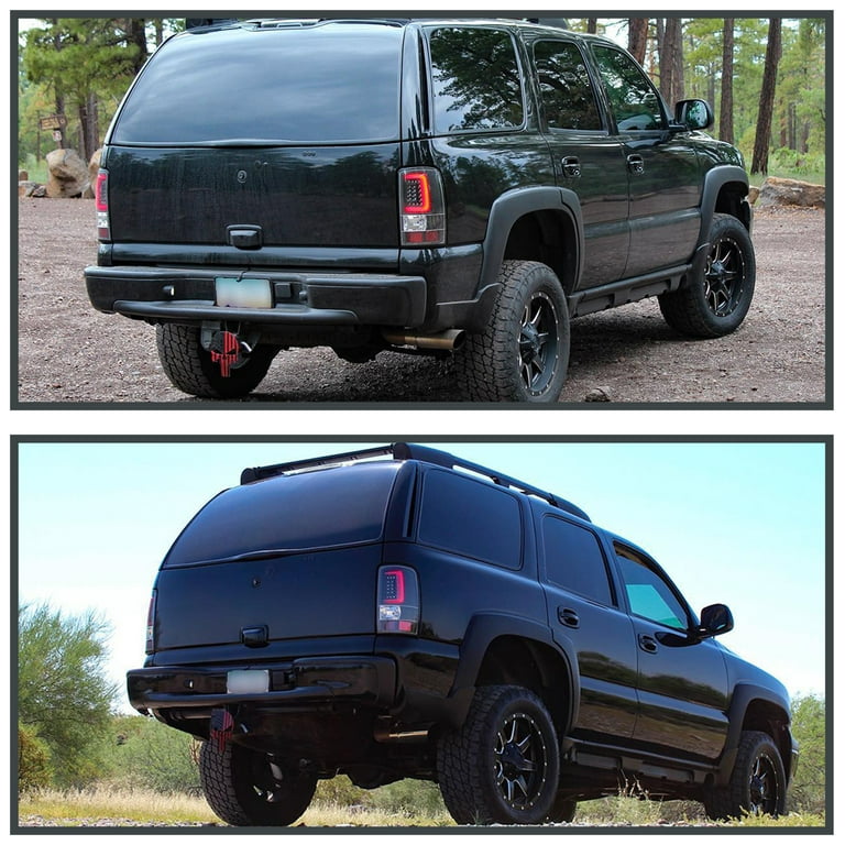 Black LED C-Shape Tail Lights For 2000-2006 Chevy Suburban Tahoe
