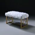 thumbnail image 2 of Modern White And Gold Bench With Faux Fur Upholstery For Bedroom Elegant Metal Cozy, 2 of 2