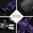 thumbnail image 6 of HISDERN Men Paisley Suspender Bow Ties Set Pocket Square Set Adjustable 6 Clips Braces Purple Black, 6 of 7