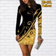 thumbnail image 1 of Jupe Midi à la Mode Robe Coupe-Vent Contractée Automne Hiver Femmes Col Rond Jupe à Manches Longues Nouveau Design Jupe Courte Imprimée, 1 of 7