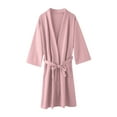 thumbnail image 4 of qolati Women Bathrobe Cotton Kimonos Long Sleeve Knitted Lightweight Soft Sleepwear V-Neck Nightgown with Belted Casual Ladies Loungwear Robes for women, 4 of 4