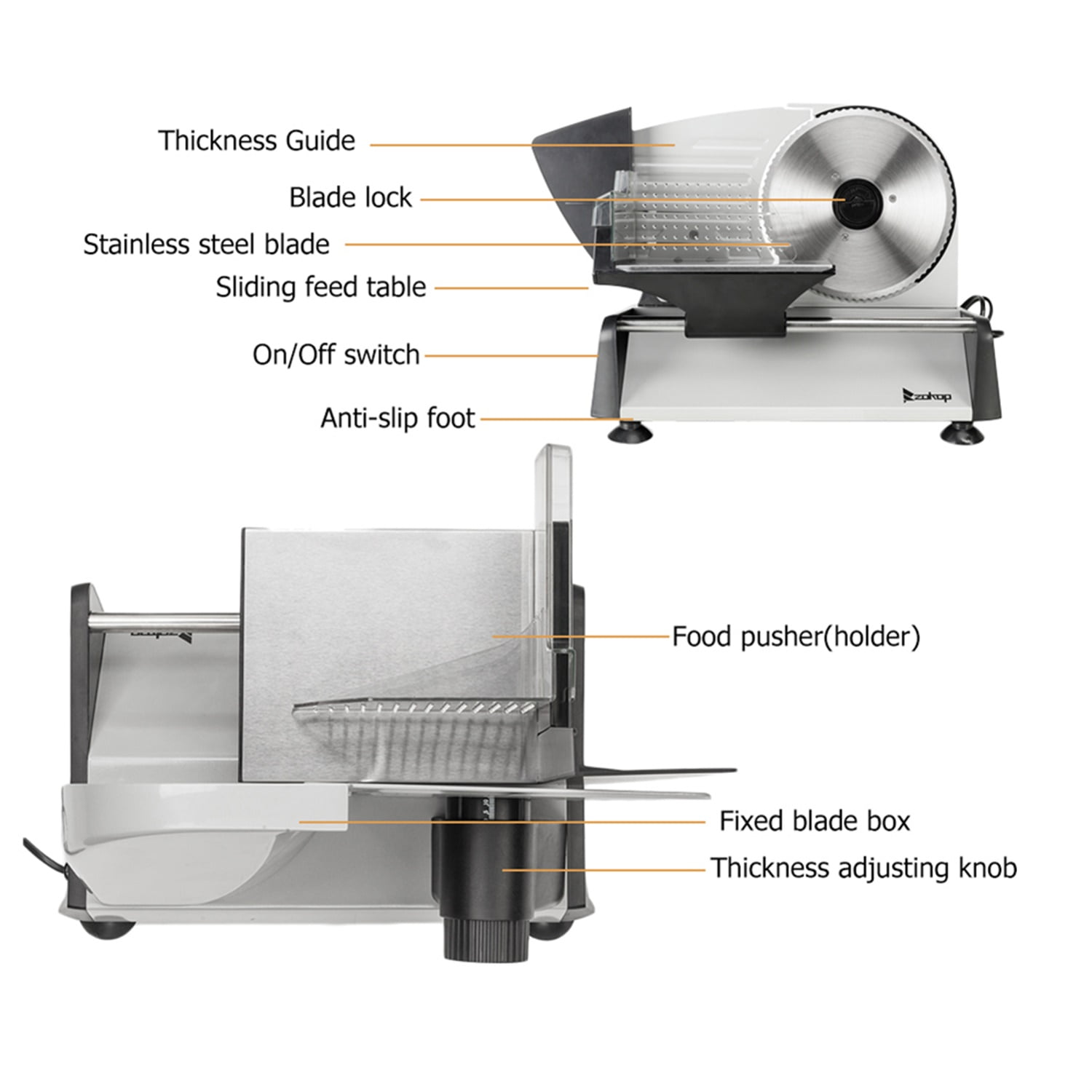 Kadyn 110V/150W 7.5" Semi-automatic Gear Cutter Deli Food Machine Home Deli Food Slicer, Electric Meat Slicer, Gray Kadyn 110V/150W 7.5" Semi-automatic Gear Cutter Deli Food Machine Home Deli Food Slicer, Electric Meat Slicer, Gray