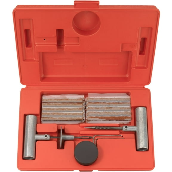 Tooluxe 50002L 35-Piece Tire Repair Universal Heavy Duty Tire Repair Kit with Plugs, Fix A Flat Tire Repair Kit, Ideal for Tires on Cars, Trucks, Motorcycles, ATV Roadside Emergency, Tire Plug Kit
