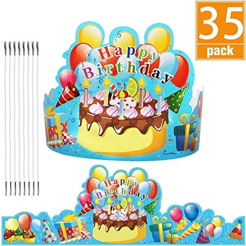 Couronnes d'Anniversaire Chapeaux de Fête pour Enfants Salle de Classe École VBS Fournitures de Fête par JTIEO Lot de 35