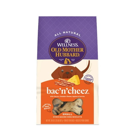 Wellness Old Mother Hubbard Classic Bac'N'Cheez Dog Biscuits, Natural Training Treats, Bacon and Cheese Flavor, Small Size, 20 oz Bag