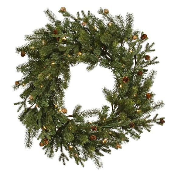 Vickerman 27442 - 30" Balsam Mix Pine Cone 50 Clear Miniature Lights Christmas Wreath (G120231)