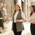thumbnail image 2 of Chaleco de Mujer Plus Size Agnes Orinda con Solapa Notch Casual Utilitario Sin Mangas de Seda Sintética 2X Verde, 2 of 8