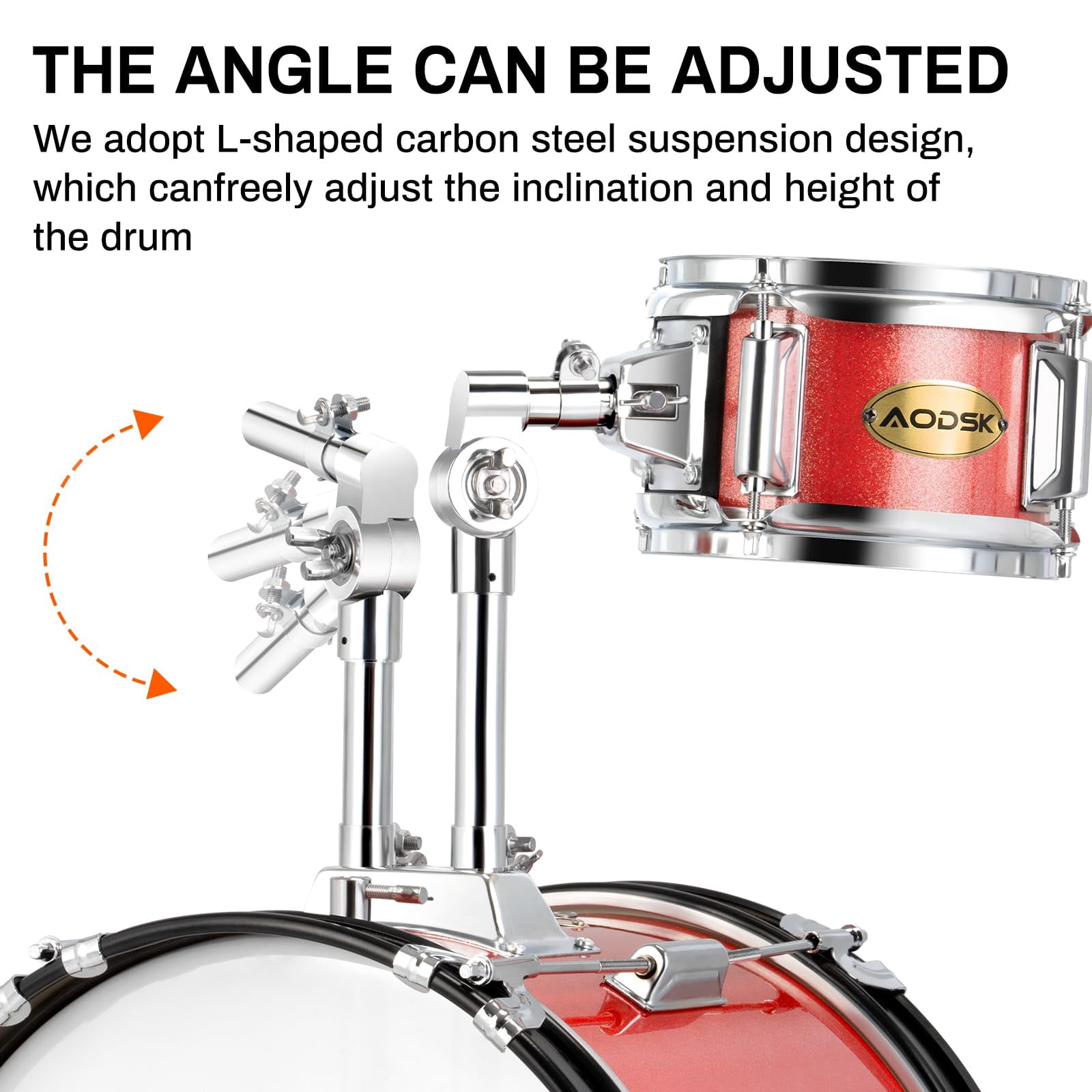 AODSK 5-Piece Junior Drum Set, a Complete Kit for Kids with Bass Drum, Tom-Tom, Snare, Cymbals, Hi-Tone Drum, Sticks, Base Pedal and Stool, Beginner Set, Gift for Boys & Girls
