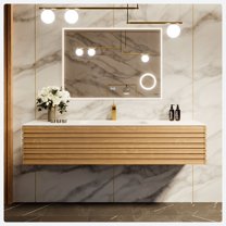 Eviva Allure 55 Inch Wall Mount Vanity in Natural Oak