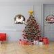 thumbnail image 5 of Coronas navideñas de pino para la puerta principal Decoración navideña interior para el hogar Flocada con decoraciones mixtas, corona de vegetación navideña con piñas, rojo Kuyhfg Bienvenido a Kuyhfg, 5 of 5