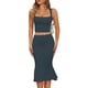 thumbnail image 1 of Conjunto de dos piezas CHYRII para mujer, cuello cuadrado, sin mangas, azul marino, L, 1 of 7