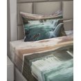 thumbnail image 2 of Ambesonne Colorful Fitted & Top Sheet Set with Sham, Wild Nature Waterfall, Multicolor, 2 of 4