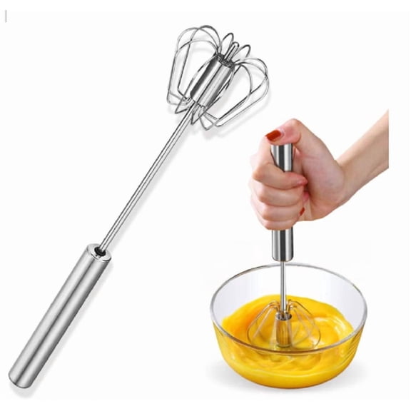 Stainless Steel Hand Push Egg Whisk, Rotary Egg Beater and Manual Mixer Tool for Baking and Cooking, TIKA
