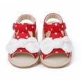 thumbnail image 3 of Aayomet Girls Open Toe Bowknot Shoes First Walkers Shoes Summer Toddler Flat Sandals Girls Sandals Size 3,Red 4, 3 of 5