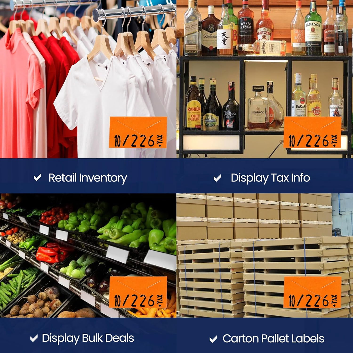 Perco Fluorescent Red Price Marking Labels - 11,000 Blank Labels for Garvey 22-6/22-7/22-8 Price Gun with Ink Rolls Included - 9 Rolls, 1 Sleeve - Made in USA