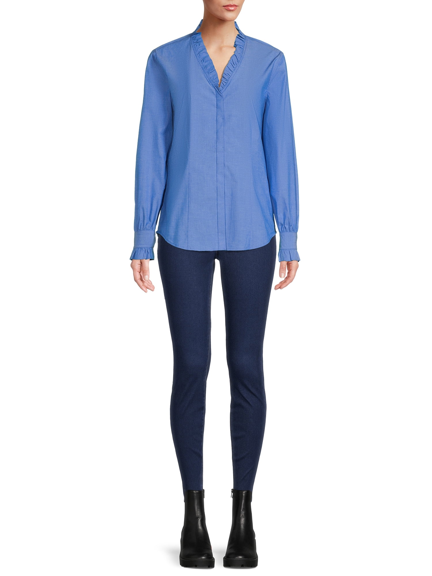 Blu White Blu Women's Ruffled Button-Front Shirt