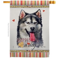 Breeze Decor H110142-BO 28 x 40 in. Dog Alaskan Malamute Happiness Double-Sided Decorative Vertical House Flag
