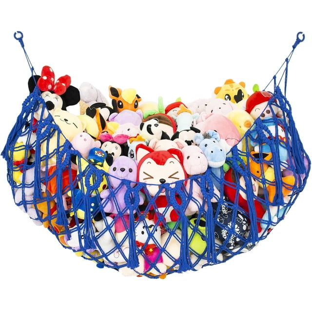 Hamaca de almacenaje para peluches Diocos de algodón macramé azul