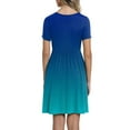thumbnail image 6 of Casual Dresses for Women Gradient Color V Neck Short Sleeve Pockets Pleated Mini Dress Ladies Beach Summer Dresses, 6 of 8