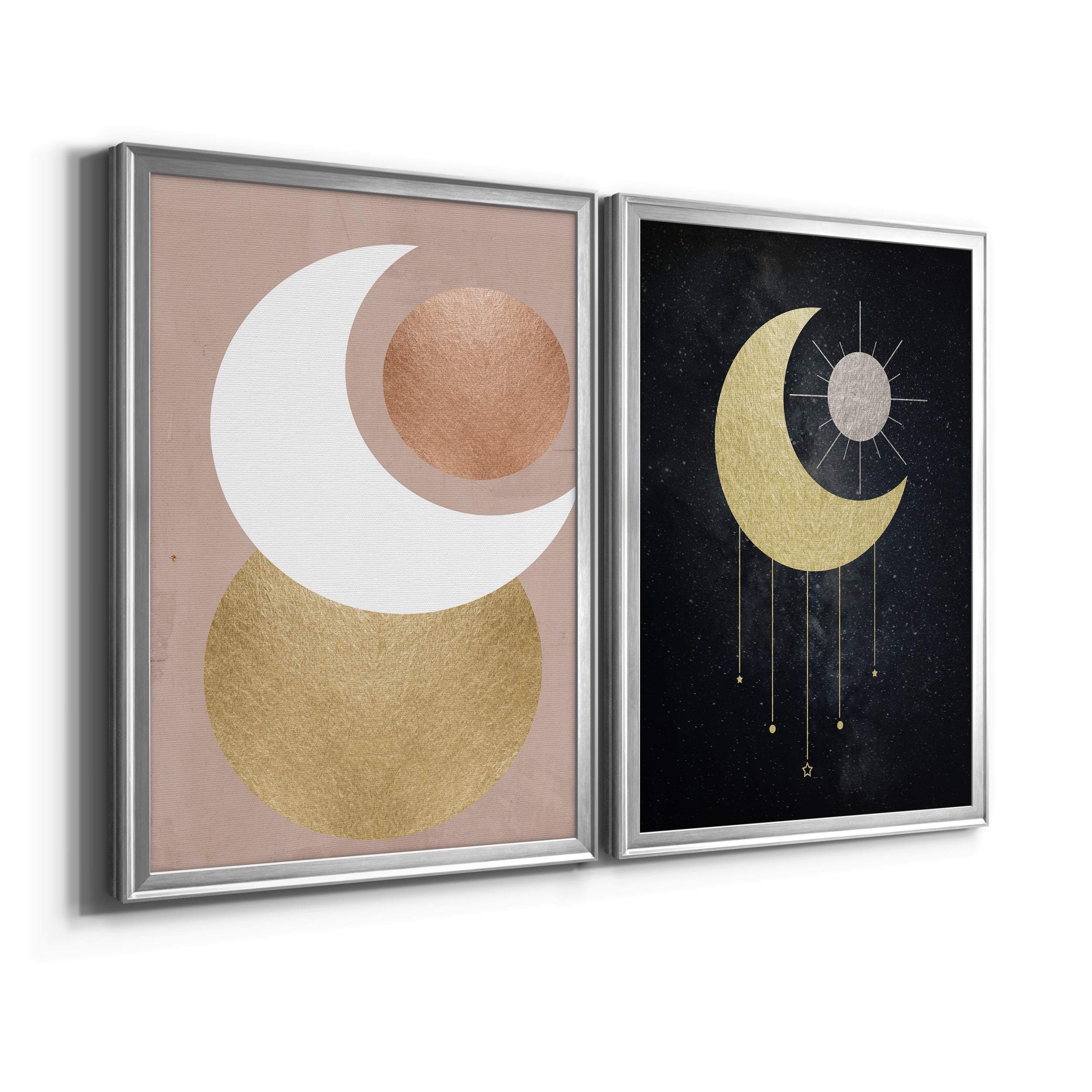 2 Piece Set Lunar Mystic Premium Framed Canvas - Ready to Hang - 18.5 x 24.5 Each - Silver Frame