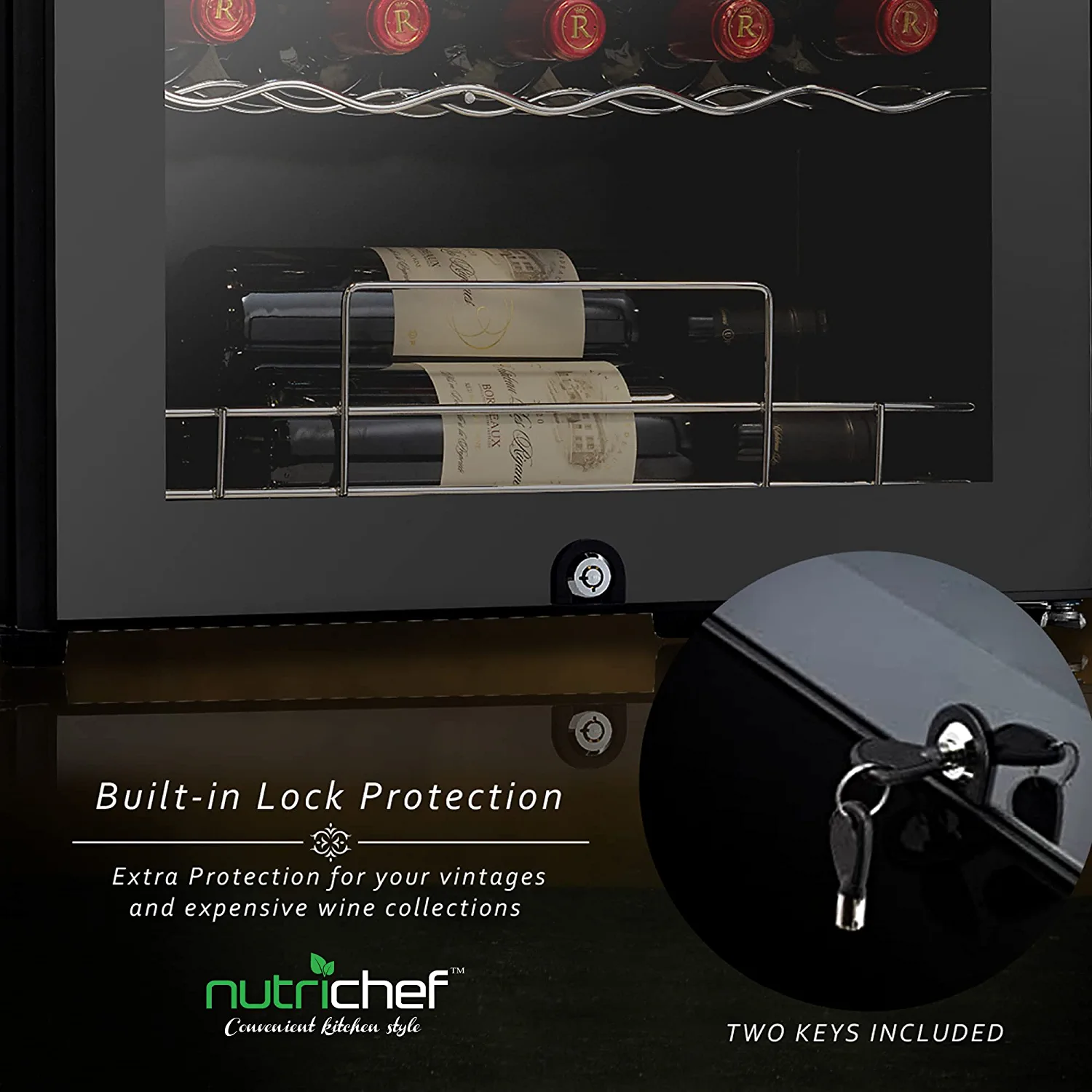 NutriChef 33 Bottle Dual-Zone Refrigerator PKCWCDS335