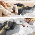 thumbnail image 5 of 70x55 Inches Glow in The Dark Blanket Cozy Throw Camping Blankets for Home and Outdoor Use Black and Gold Shapes, 5 of 8